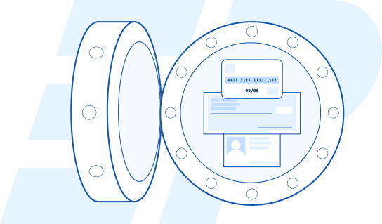 Illustration of a vault containing credit card and other sensitive information