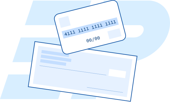 Illustration of a check and a credit card