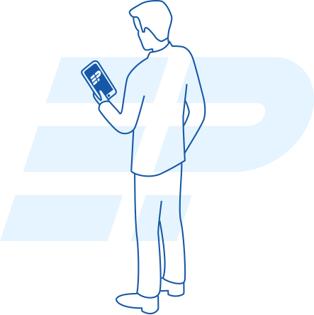 Illustration of business owner accessing EdgePay with their mobile phone
